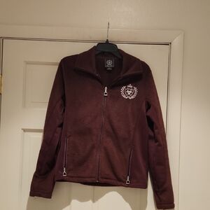 ARIAT Embroidered Crest Zip-Up Jacket in Deep Burgundy Women's L